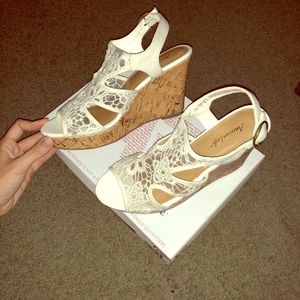 White lace wedges